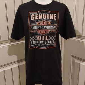 HARLEY-DAVIDSON Tee Med Tall Black Orange Tee Oil Refinery Sealed Mesa Arizona